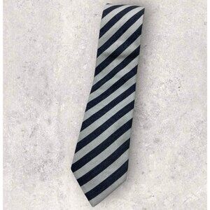 BOGGI Viscose Silk Tie ITALY XL Gray Ivory Striped W:3.2" EUC